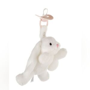 Doodalou White Plush Rabbit Pacifier Holder, Lab Coat & Pacifier Mini Blanket